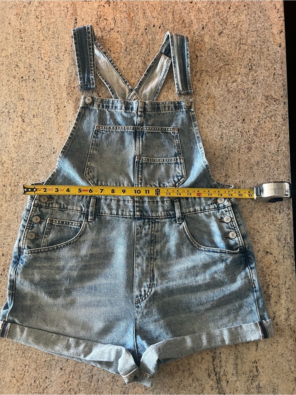 We The Free Light Ziggy Shortall Blue Denim Short Overalls